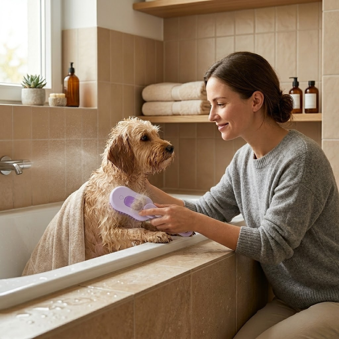 TidyPaw – SteamBrush™ | Massage- en verzorgingsborstel die losse haren verwijdert en vacht verzorgt